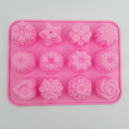 RH3307 12pcs flower type silicone cake pan Chocolate chip